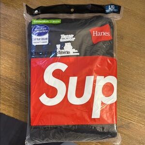 Supreme Black T-Shirt with Red and White Logo